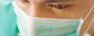 man with surgical mask on